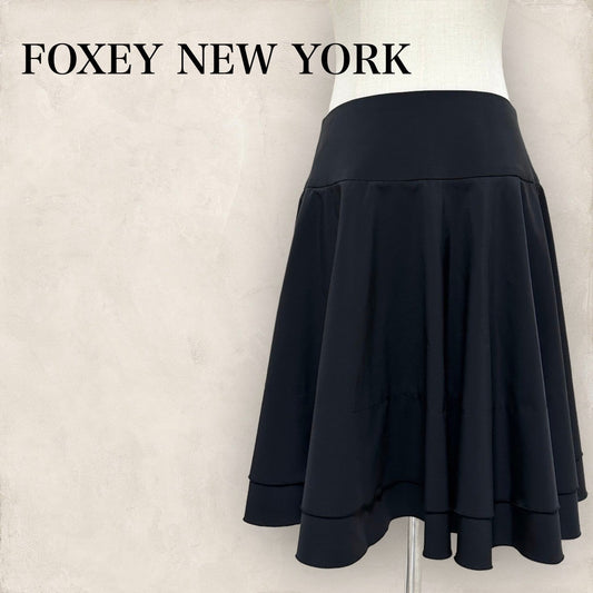 【美品】FOXEY NEW YORK フォクシーニューヨーク フレアスカート 黒 ブラック 40 202406-0159