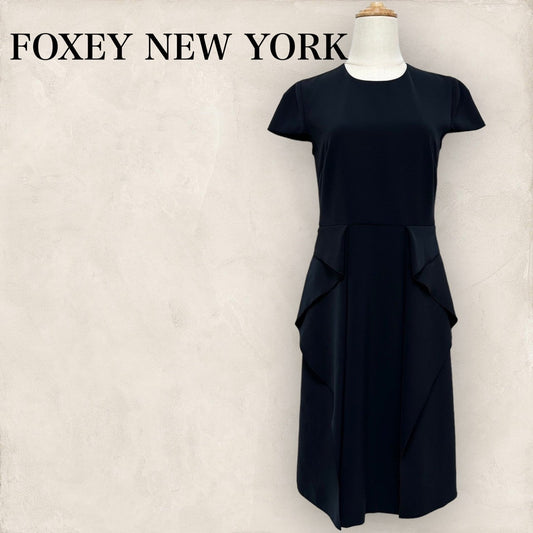 【美品】FOXEY NEW YORK フォクシーニューヨーク タイトワンピース 黒 ブラック サイズ38 202406-0156