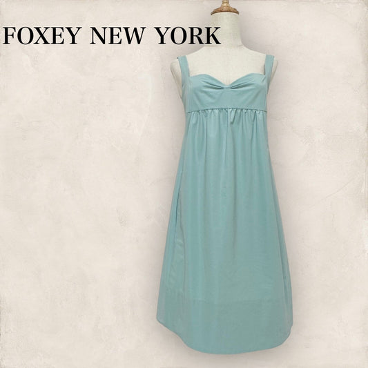 【美品】FOXEY NEW YORK フォクシーニューヨーク ノースリーブワンピース ミントグリーン サイズ 38 202406-0154