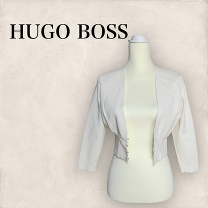 【使用感なし】HUGO BOSS ヒューゴボス カーティガン ホワイト 白  202406-0294