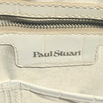 【汚れや傷あり】Paul Stuart ポール・スチュアート ハンドバッグ  ホワイト 白 クロコ型押し レザー 202406-0319