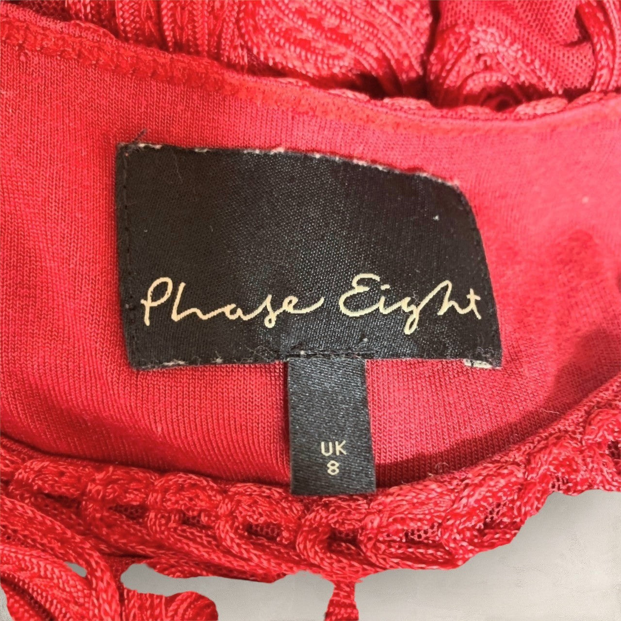 【目立った傷や汚れなし】Phase Eight フェイズエイト ワンピース  半袖ワンピース花柄 刺繍 レッド 赤 UK8 202406-0329