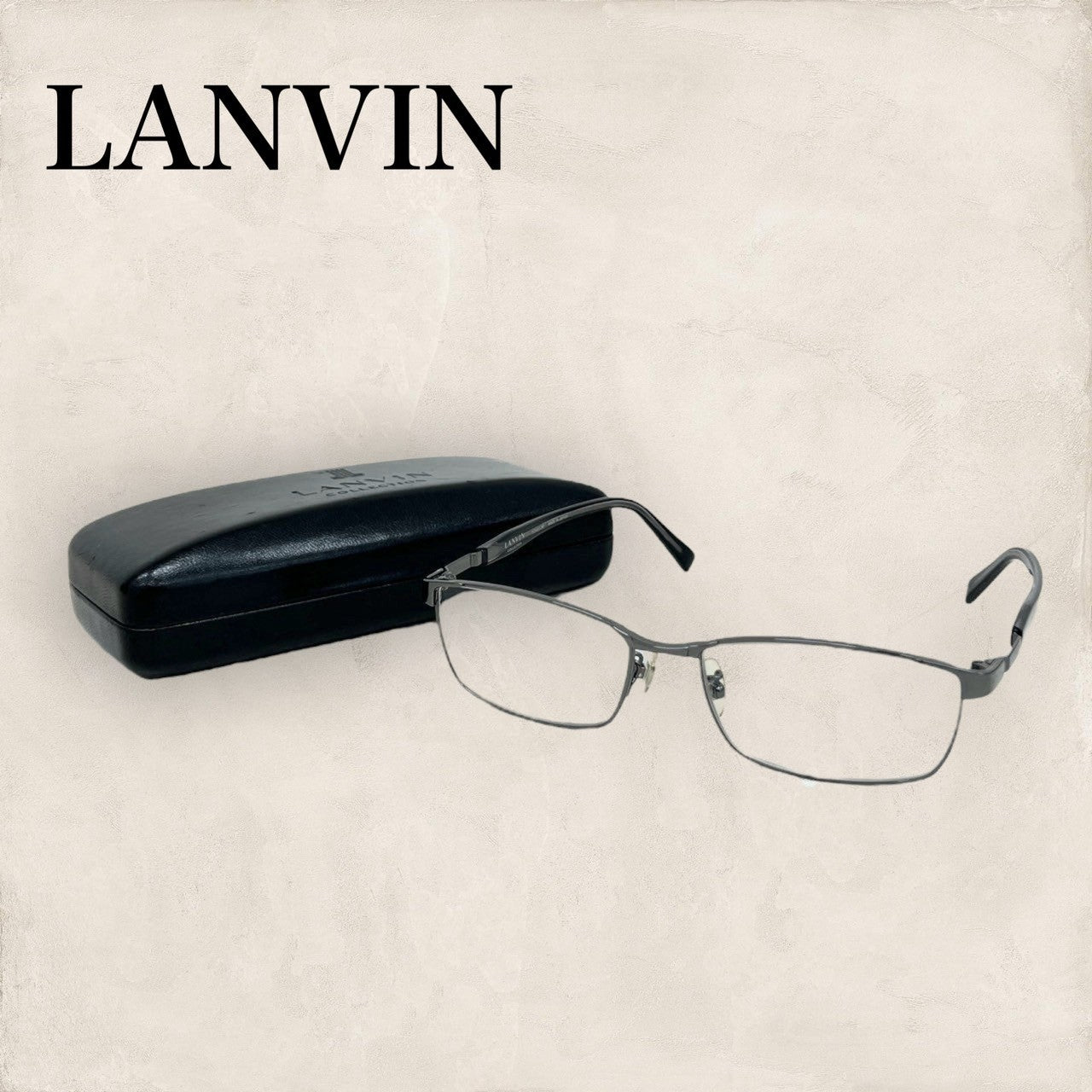 【少し歪みあり・ケース付き】LANVIN ランバン メガネ ブラック 黒 VLC018J 202406-0361