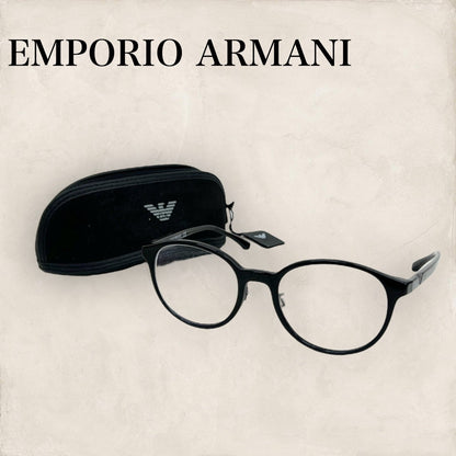 【レンズ汚れあり・ケース付き】EMPORIO ARMANI エンポリオアルマーニ メガネ ブラック 黒 まるぶち EA3150D 202406-0362