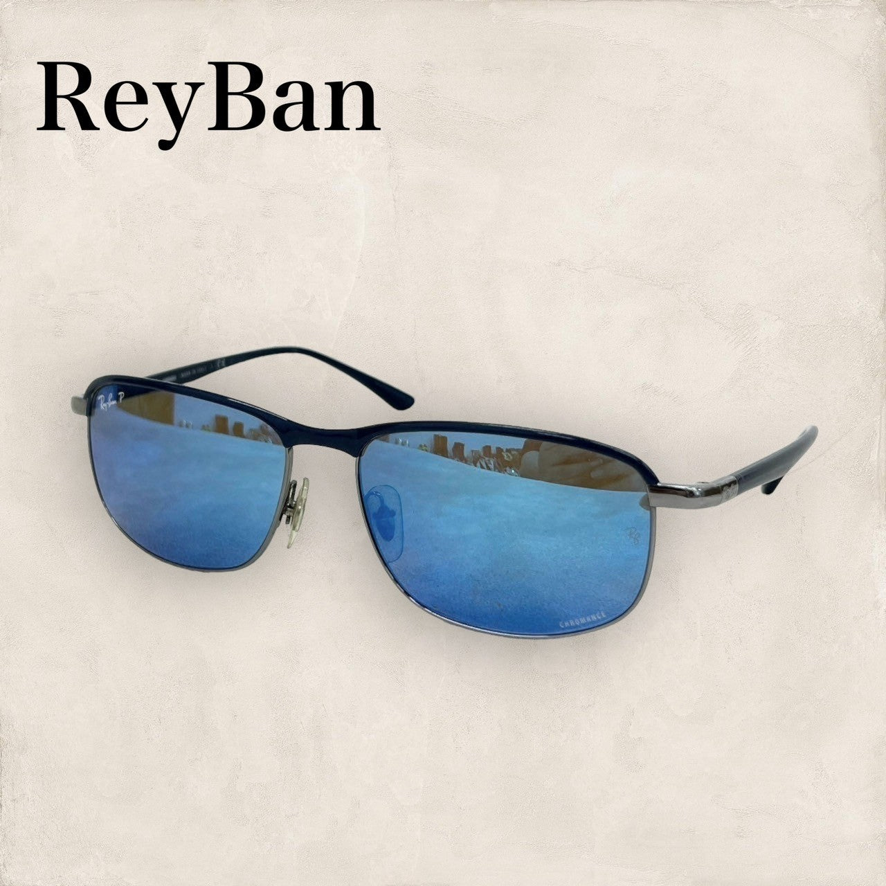 【汚れ歪みあり】ReyBan レイバン サングラス カラーレンズブルー ブルー 青 RB3671-CH 202406-0363