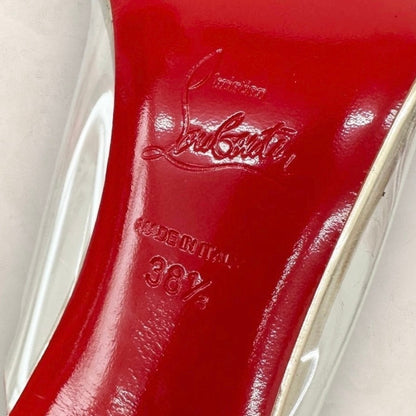 【未使用・極美品】Christian Louboutin クリスチャンルブタン リボンクリアデザイン レザーコンビパンプス サイズ38 1/2 赤青クリア 202408-0505