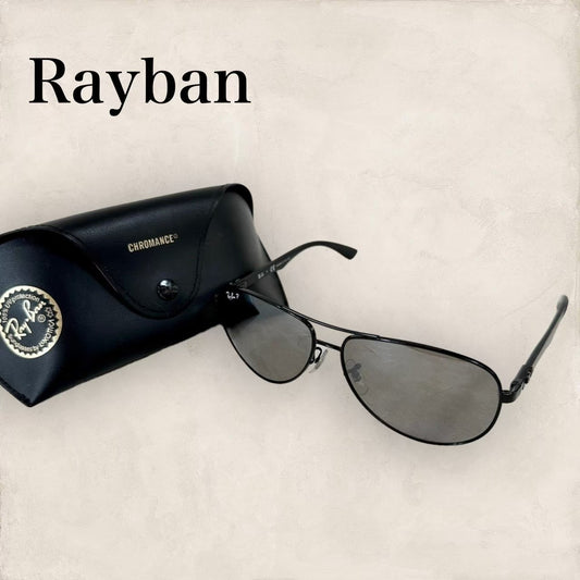 【極美品 ケース付き】Rayban レイバン メンズ サングラス レンズ グレー系 フレーム ブラック 黒 202405-0067