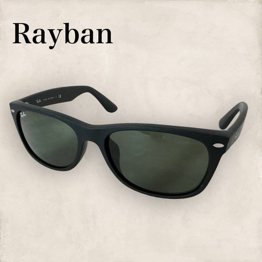 【美品 フレームに少々ベタあり】Rayban レイバン メンズ サングラス RB2132F 622 55-18 艶消しブラックフレーム 黒  度なし 202405-0068