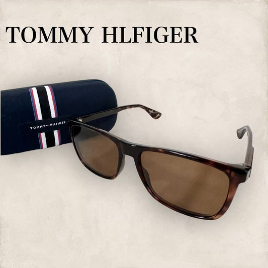 【極美品 ケース付き】 TOMMY HLFIGER  トミーヒルフィガー メンズサングラス ベッコウ ブラウンレンズ 57-16 TH Sun Rx43 30800267 202405-0071