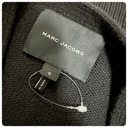 【極美品】MARC JACOBS マークジェイコブス 羊毛100% ニットカーディガン オーバーサイズ S ユニセックス 黒 ブラック202403-1318