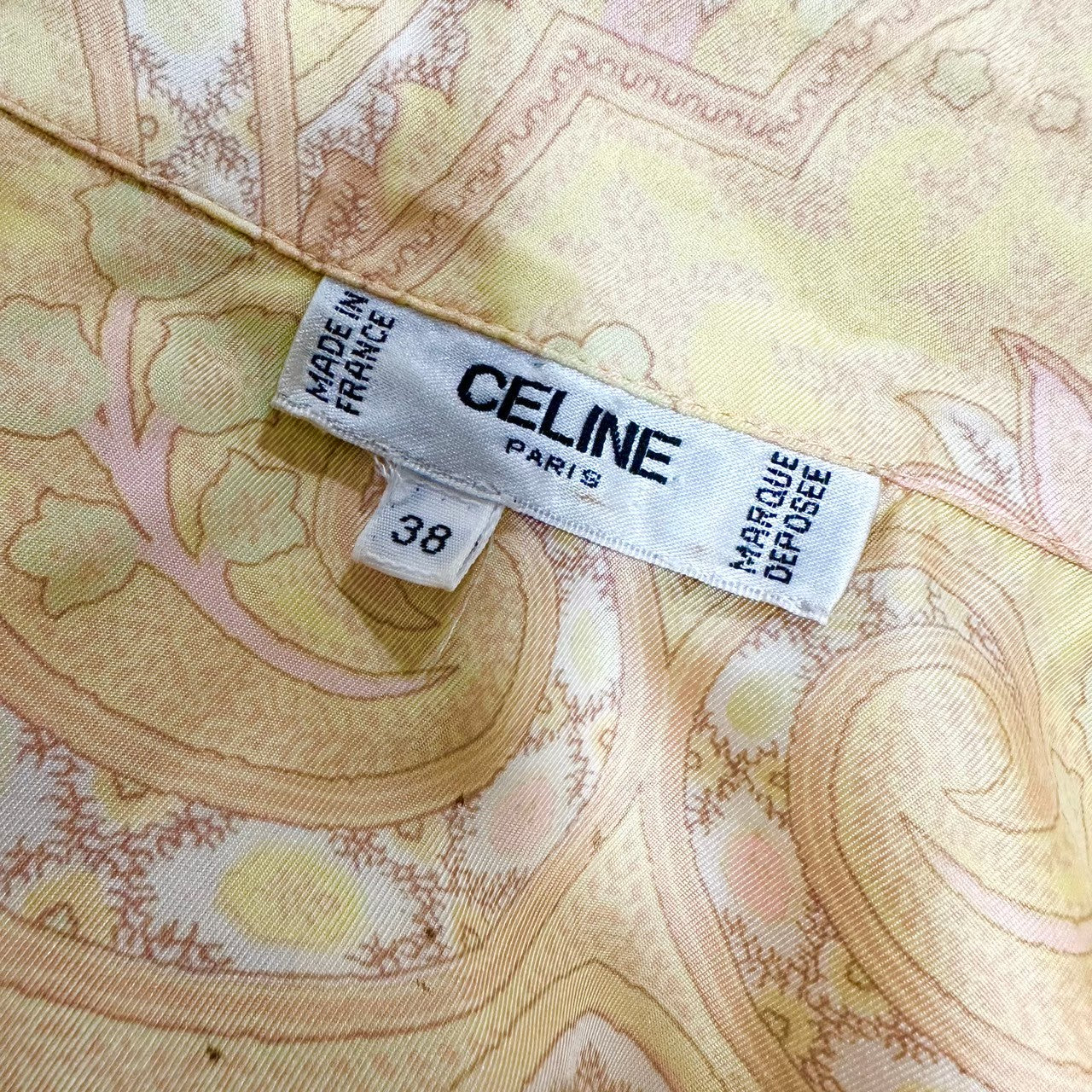 【目立った傷や汚れなし】CELINE セリーヌ ペイズリー柄シャツ イエロー 黄色 38サイズ 202403-1490