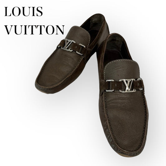 LOUIS VUITTON ルイヴィトン メンズ ドライビングシューズ サイズ5 1/2 ダークブラウン シルバー金具