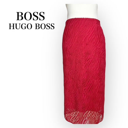 BOSS HUGO BOSS ヒューゴボス タイトスカート スカート 刺繍 レッド US4 IT40 裏地付き