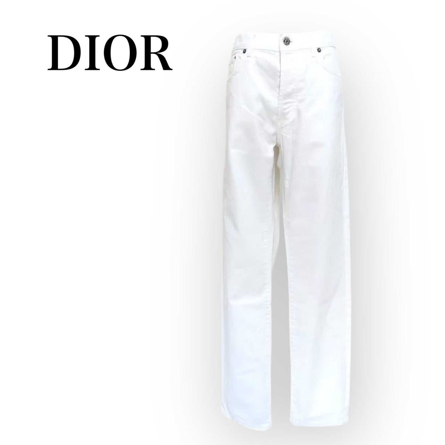 Dior ディオール ストレッチ ホワイトデニムパンツ サイズ31 シルバーボタン